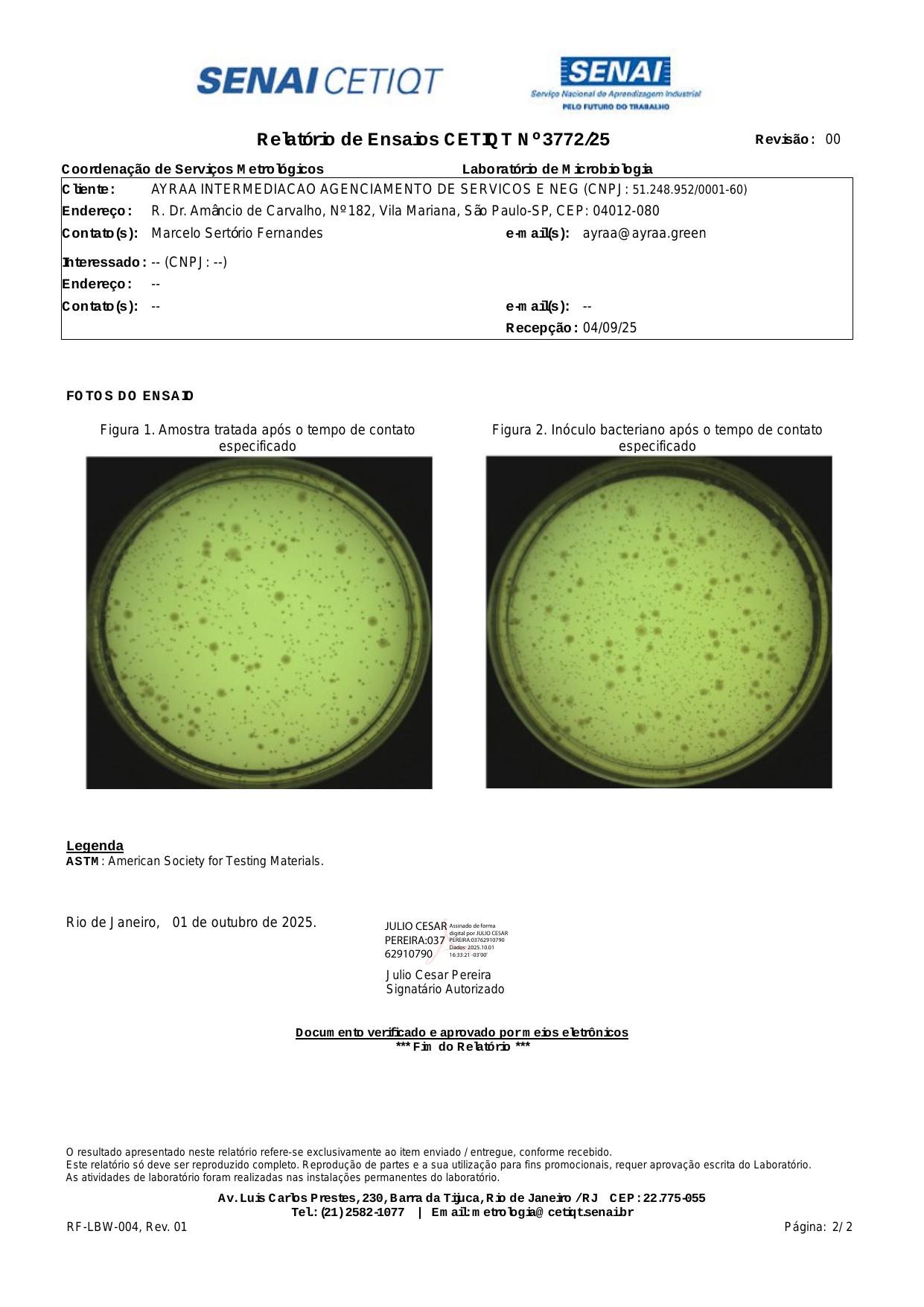 Ensaio microbiológico · SENAI CETIQT